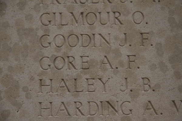 Alfred Francis Gore on Menin Gate Memorial