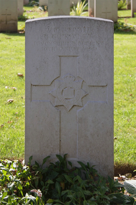 Cyril George Privett headstone at Gorre Cemetery