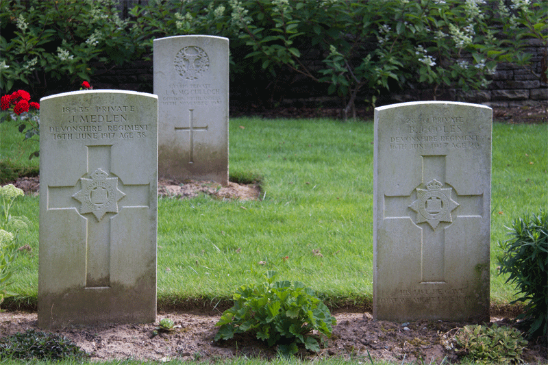 Bertie Coles and James Medlen at Arras Ecoust St Mein Cemetery