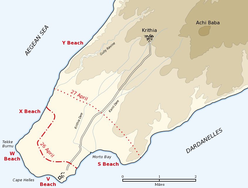 Cape Helles Landing Map