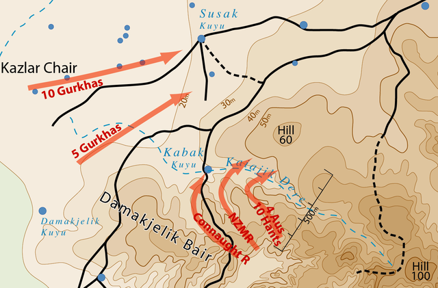Map showing Battle of Hill 60, Gallipoli