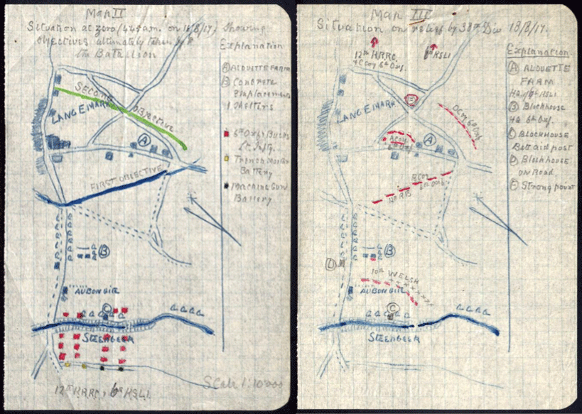 Sketch of 6th Battalion Oxford and Buckinghamshire attack on Langemarck