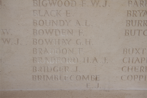 George Henry Bowhay at Arras Memorial
