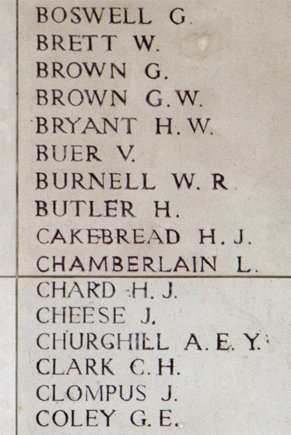 William Robert Burnell memorial at Menin Gate Ypres