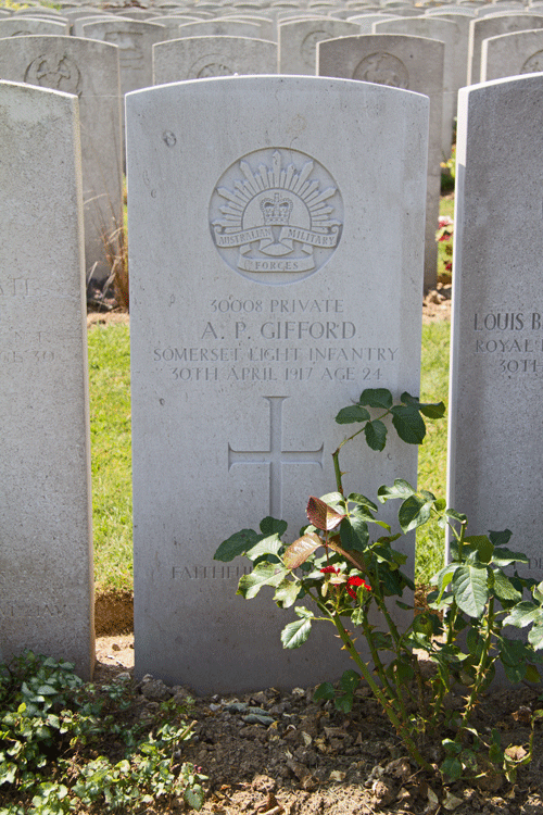 Albert Patrick Gifford headstone at Duisans British Cemetery
