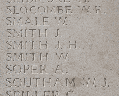 John Henry Smith on Loos Memorial at Dud Corner Cemetery