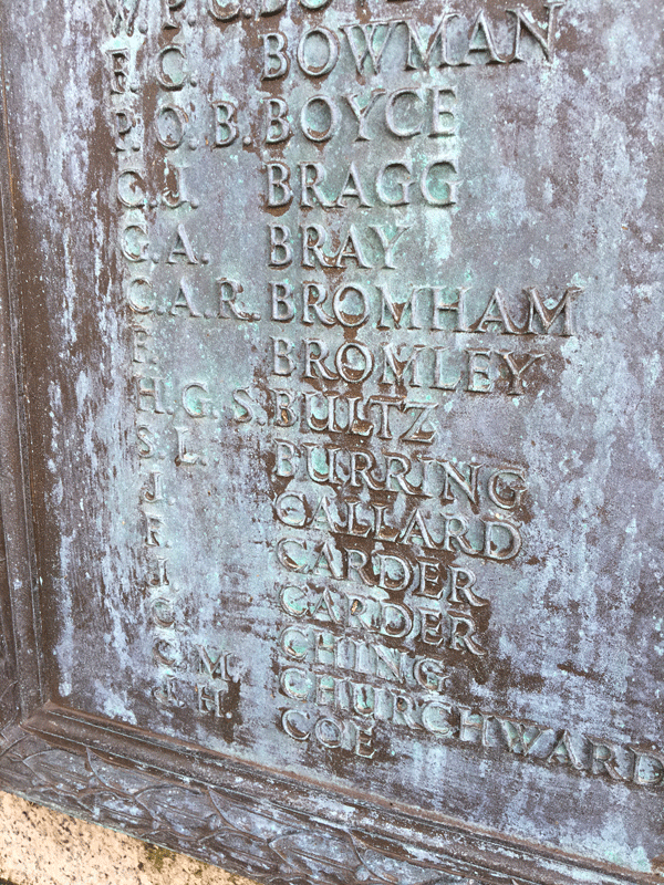 Carder brothers on Paignton war memorial
