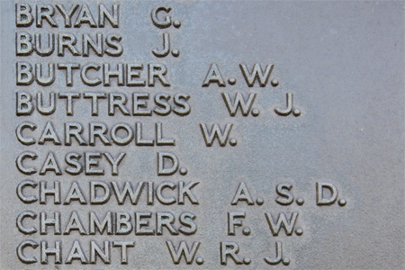 William Carroll on Plymouth Naval Memorial