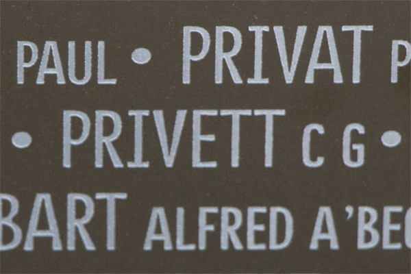 Cyril George Privett Ring of Memory memorial at Notre Dame de Lorette