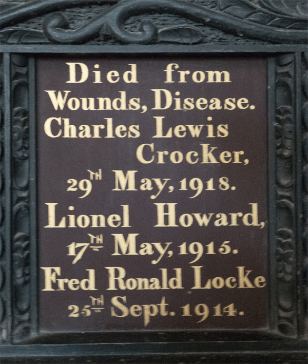 Lionel Howard on St Petrox Memorial Board