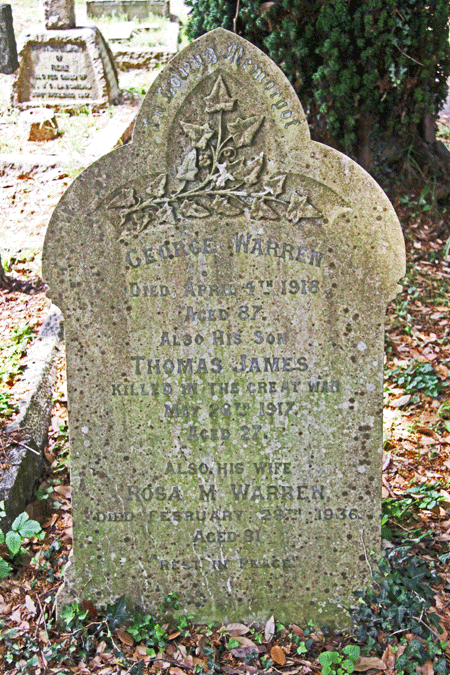 Warren family headstone at St Clements Church Townstal