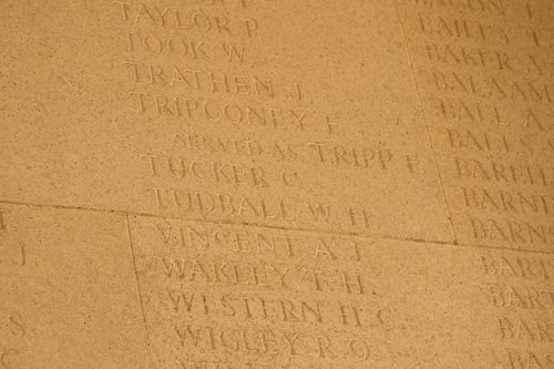 Charles Tucker at Arras Memorial