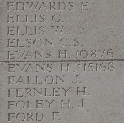 William Hohn Henry Evans on Loos Memorial at Dud Corner Cemetery